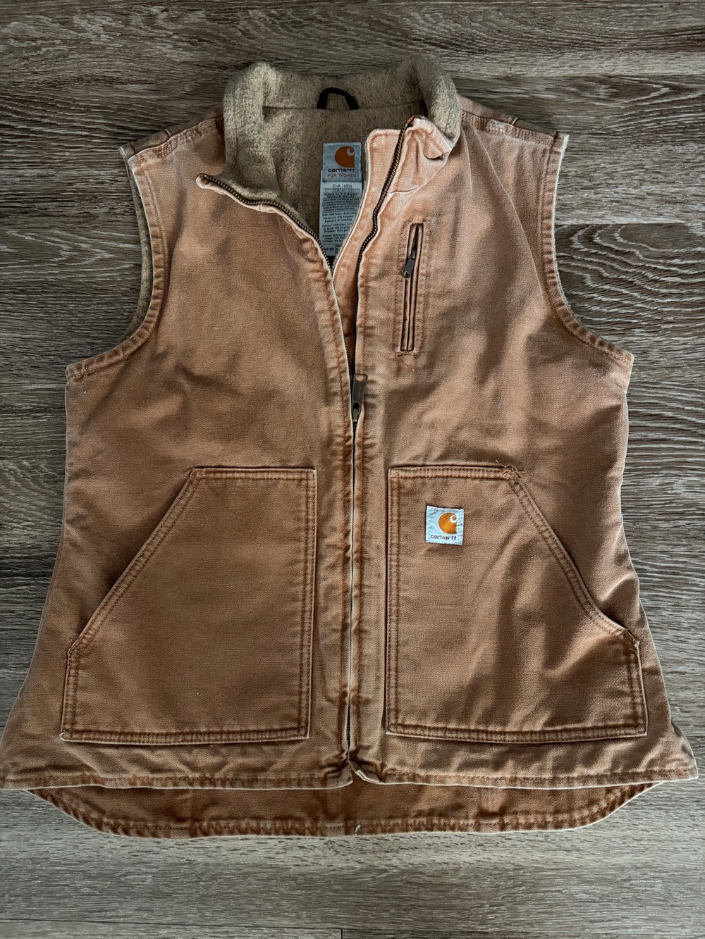 Carhartt women’s Brown Duck Sherpa-Lined Vest Size Medium